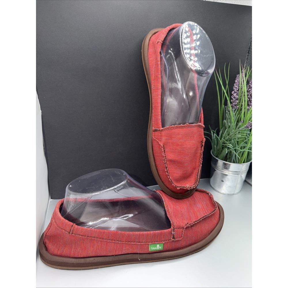 SANUK Red Hemp Slip On Loafer Casual Comfort Shoes , Women's US 8/ EU 39